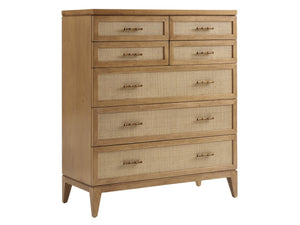 Lexington Tommy Bahama Home Seagrove Chest - Elegant Seven-drawer Design With Woven Raffia And Burnished Brass Accents For Style Sunwashed  579-307