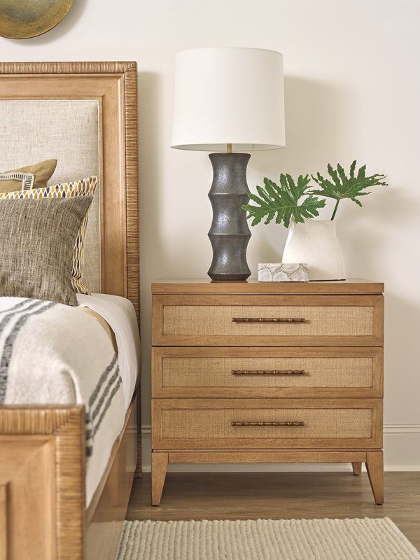Lexington Tommy Bahama Home Beachside Nightstand - Elegant Driftwood Design With Soft-close Drawers And Raffia Accents For Coastal Charm Sunwashed  579-621