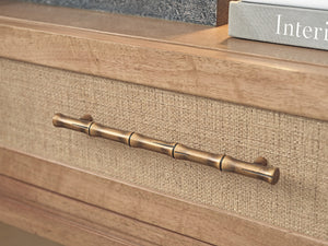 Lexington Tommy Bahama Home Wynwood Open Nightstand With Led Lighting, Soft-close Drawer & Woven Raffia - Coastal Elegance Sunwashed  579-623