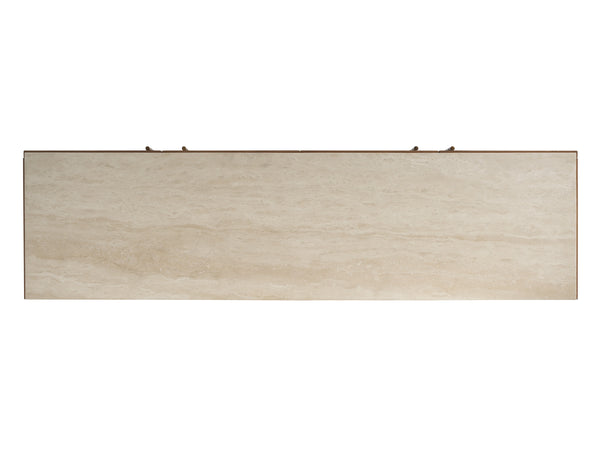 Lexington Tommy Bahama Home Biscayne Coastal Buffet - Elegant Driftwood Design With Raffia Fronts, Soft-close Drawers & Travertine Top Sunwashed  579-852