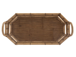 Lexington Tommy Bahama Home Nautilus Bar Cart - Elegant Driftwood Design With Leather-wrapped Rattan & Tempered Glass Surface Sunwashed  579-862c