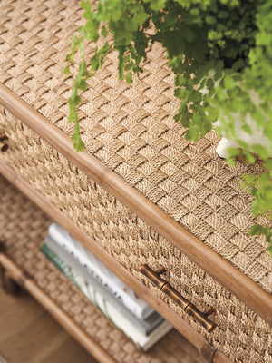 Lexington Tommy Bahama Home Sailfish Point Sideboard - Coastal-inspired Elegance With Woven Abaca And Leather-wrapped Rattan Design Sunwashed  579-869