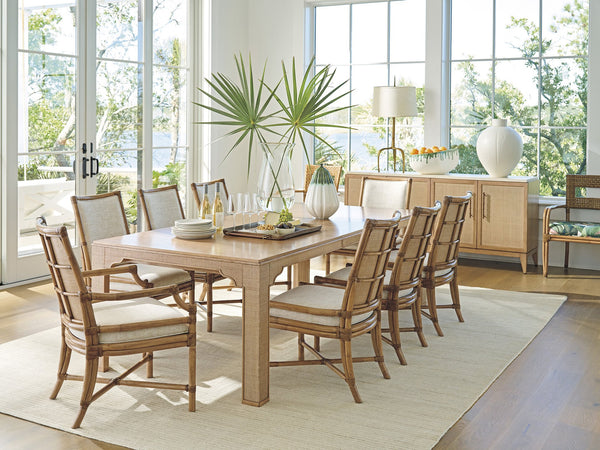 Lexington Tommy Bahama Home Sandy Lane Dining Table: Elegant Coastal Design With Bamboo Top, Woven Raffia, And Seating For 12 Sunwashed  579-877