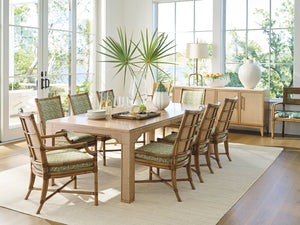 Lexington Tommy Bahama Home Sandy Lane Dining Table: Elegant Coastal Design With Bamboo Top, Woven Raffia, And Seating For 12 Sunwashed  579-877