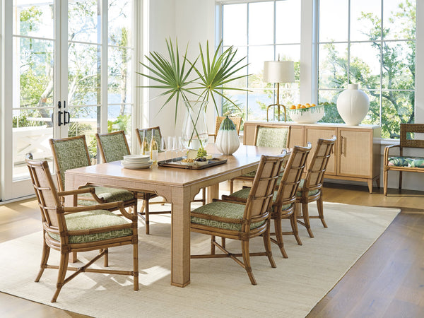 Lexington Tommy Bahama Home Sandy Lane Dining Table: Elegant Coastal Design With Bamboo Top, Woven Raffia, And Seating For 12 Sunwashed  579-877