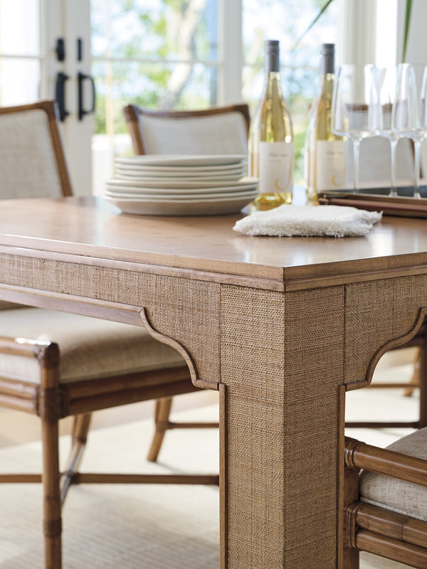 Lexington Tommy Bahama Home Sandy Lane Dining Table: Elegant Coastal Design With Bamboo Top, Woven Raffia, And Seating For 12 Sunwashed  579-877