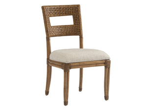 Lexington Tommy Bahama Home Delano Woven Side Chair - Embrace Coastal Elegance With Rattan Frame And Luxurious Upholstered Seat Sunwashed  579-880-01