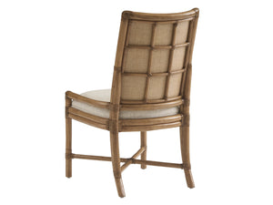 Lexington Tommy Bahama Home Oceanside Coastal Rattan Side Chair - Elegant Driftwood Design With Woven Raffia & Soft Upholstery Sunwashed  579-882-01