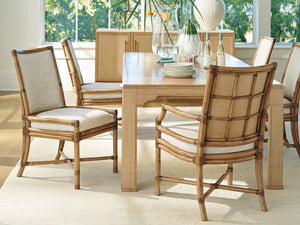 Lexington Tommy Bahama Home Oceanside Rattan Arm Chair - Coastal Elegance With Leather-wrapped Frame And Woven Raffia Detail Sunwashed  579-883-01