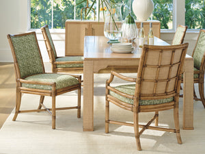 Lexington Tommy Bahama Home Oceanside Rattan Arm Chair - Coastal Elegance With Leather-wrapped Frame And Woven Raffia Detail Sunwashed  579-883-40