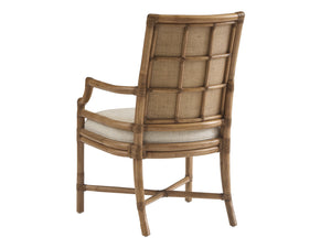 Lexington Tommy Bahama Home Oceanside Rattan Arm Chair - Coastal Elegance With Leather-wrapped Frame And Woven Raffia Detail Sunwashed  579-883-01