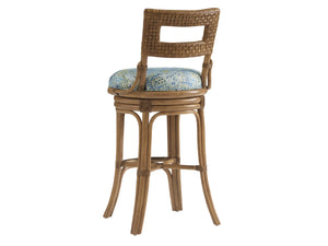 Lexington Tommy Bahama Home Bay Harbour Swivel Counter Stool - Elegant Leather-wrapped Rattan Frame With Memory Seat Design Sunwashed  579-896-40