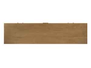 Lexington Tommy Bahama Home Commodore Media Console: Elegant Driftwood Design With Woven Raffia, Soft-close Drawers & Shelves Sunwashed  579-907