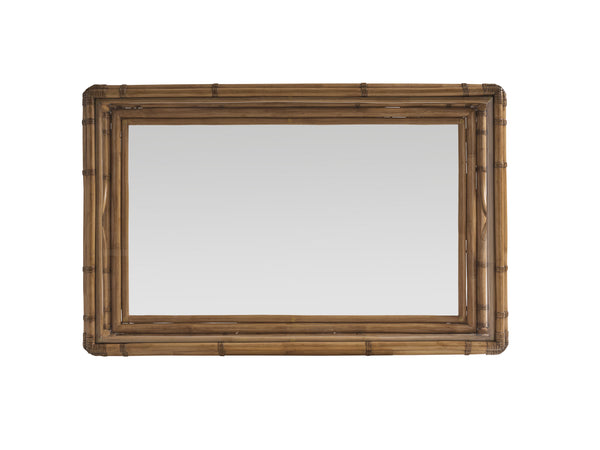 Lexington Tommy Bahama Home Deering Bay Rectangular Cocktail Table - Coastal Elegance With Tempered Glass And Rattan Design Sunwashed  579-945c