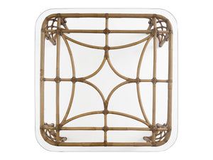 Lexington Tommy Bahama Home Coral Reef Cocktail Table: Elegant Driftwood Design With Leather-wrapped Rattan & Glass Top Sunwashed  579-949c