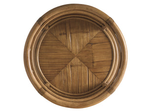 Lexington Tommy Bahama Home Tortuga Round End Table – Coastal-inspired Elegance With Glass Top, Rattan Base & Natural Materials Sunwashed  579-950c