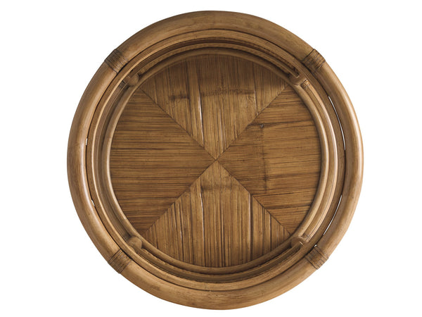 Lexington Tommy Bahama Home Tortuga Round End Table – Coastal-inspired Elegance With Glass Top, Rattan Base & Natural Materials Sunwashed  579-950c