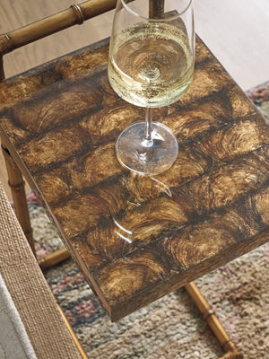 Lexington Tommy Bahama Home Yellowfin Coastal Accent Table With Capiz Shell Top And Burnished Bronze Base For Elegant Living Sunwashed  579-952