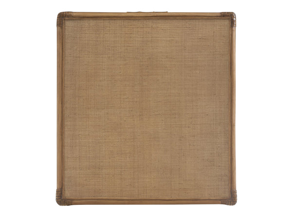 Lexington Tommy Bahama Home Bayfront Coastal End Table With Woven Raffia, Leather-wrapped Rattan, And Elegant Brass Hardware Sunwashed  579-954