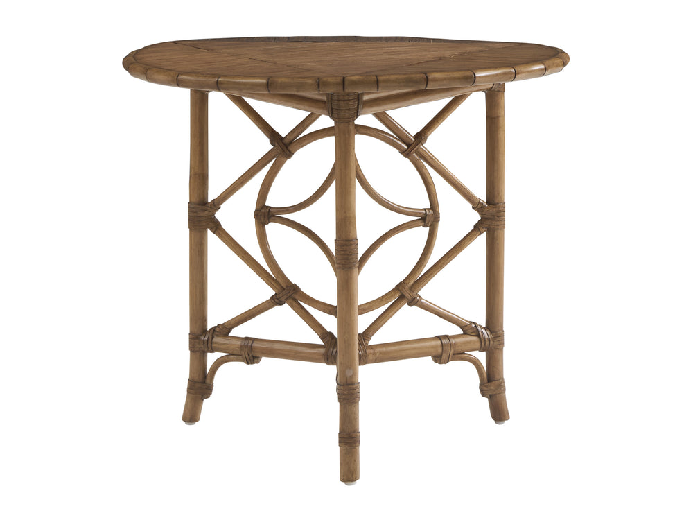 Lexington Tommy Bahama Home Palm Island Coastal-inspired Drop-leaf Accent Table With Woven Raffia And Elegant Brass Hardware Sunwashed  579-955