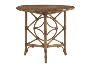 Lexington Tommy Bahama Home Palm Island Coastal-inspired Drop-leaf Accent Table With Woven Raffia And Elegant Brass Hardware Sunwashed  579-955