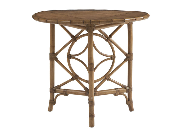 Lexington Tommy Bahama Home Palm Island Coastal-inspired Drop-leaf Accent Table With Woven Raffia And Elegant Brass Hardware Sunwashed  579-955