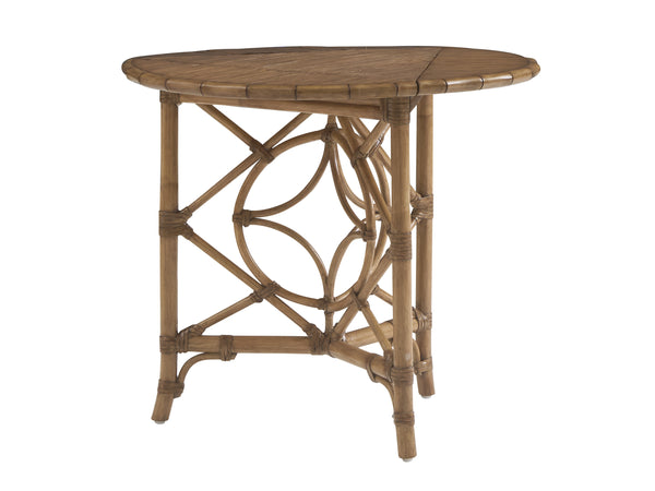 Lexington Tommy Bahama Home Palm Island Coastal-inspired Drop-leaf Accent Table With Woven Raffia And Elegant Brass Hardware Sunwashed  579-955