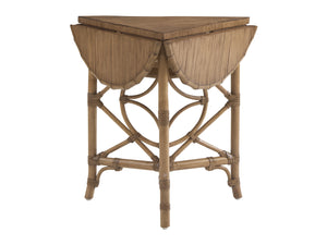 Lexington Tommy Bahama Home Palm Island Coastal-inspired Drop-leaf Accent Table With Woven Raffia And Elegant Brass Hardware Sunwashed  579-955