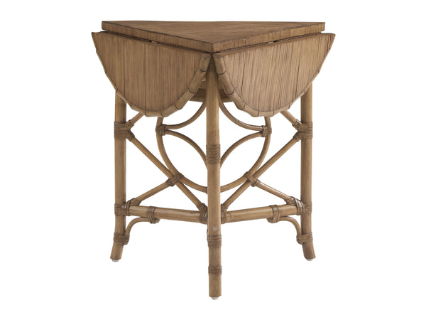 Lexington Tommy Bahama Home Palm Island Coastal-inspired Drop-leaf Accent Table With Woven Raffia And Elegant Brass Hardware Sunwashed  579-955
