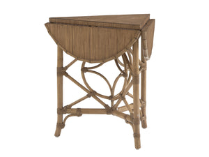 Lexington Tommy Bahama Home Palm Island Coastal-inspired Drop-leaf Accent Table With Woven Raffia And Elegant Brass Hardware Sunwashed  579-955
