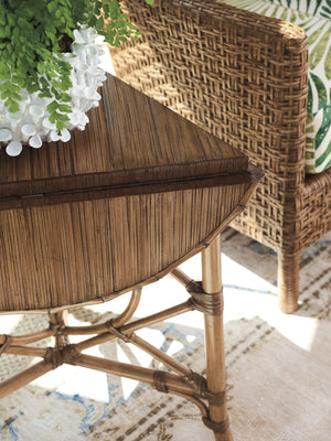 Lexington Tommy Bahama Home Palm Island Coastal-inspired Drop-leaf Accent Table With Woven Raffia And Elegant Brass Hardware Sunwashed  579-955