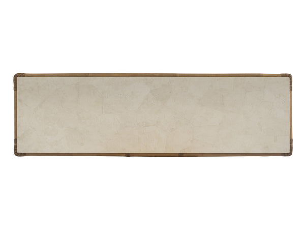 Lexington Tommy Bahama Home Sailfish Console Table – Elegant Driftwood Design With Leather-wrapped Rattan And Woven Abaca Shelves Sunwashed  579-967