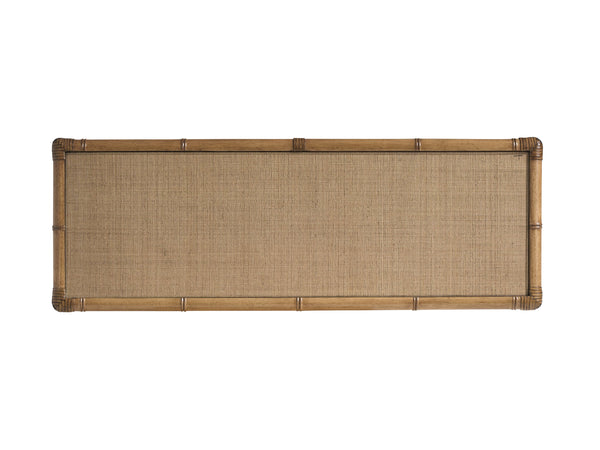 Lexington Tommy Bahama Home Dolphin Cay Hall Chest: Elegant Raffia Design With Soft-close Drawers & Glass Top For Coastal Living Sunwashed  579-973