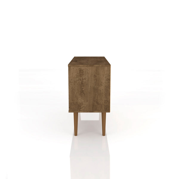 English Elm Liberty 43" TV Stand with Splayed Solid Wood Legs, Wire Management, Open Shelves & Concealed Storage Rustic Brown B365P398333