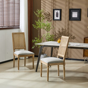 English Elm Christopher Knight Home® - [Set Of 2] Elegant French Country Dining Chairs - Plush Upholstered Seats & Cane Back - Rustic Charm N767P263678G