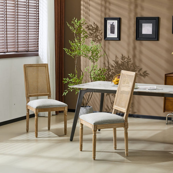 English Elm Christopher Knight Home® - [Set Of 2] Elegant French Country Dining Chairs - Plush Upholstered Seats & Cane Back - Rustic Charm N767P263678G