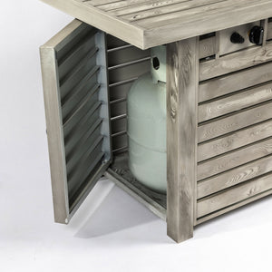 English Elm 54" 50000BTU Propane Fire Table - 54in Steel Patio Fire Pit Table with Wood Grain Finish, ETL Safe, Lid Included W853P166783