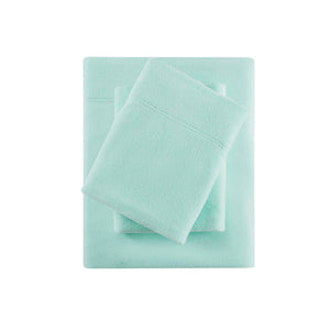 English Elm 4 Pcs Full Sheet Set In Aqua - Luxurious Microfleece Bedding For Cozy Comfort & Easy Care B035P319754