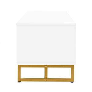 English Elm Vibe Modern Tv Stand For 65" To 75" Tvs, Stylish Entertainment Center With Storage & Metal Accents N724P284539K-GIGA