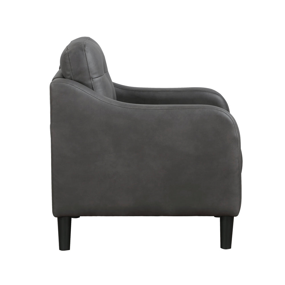 English Elm Gray Polished Microfiber Chair - Button Tufted Back, Contoured Arms, Solid Wood Frame, Cozy Accent B011P206270