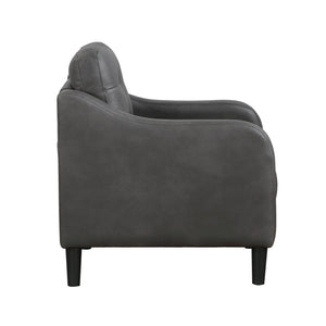 English Elm Gray Polished Microfiber Chair - Button Tufted Back, Contoured Arms, Solid Wood Frame, Cozy Accent B011P206270