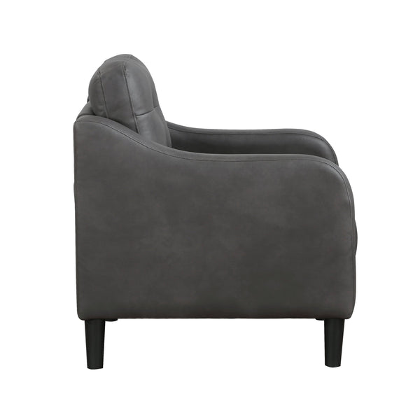 English Elm Gray Polished Microfiber Chair - Button Tufted Back, Contoured Arms, Solid Wood Frame, Cozy Accent B011P206270