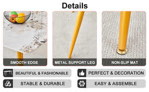 English Elm Modern minimalist sintered stone dining table with white marble-look top and sturdy metal legs, seats 4-6 comfortably Gold W1151S01018