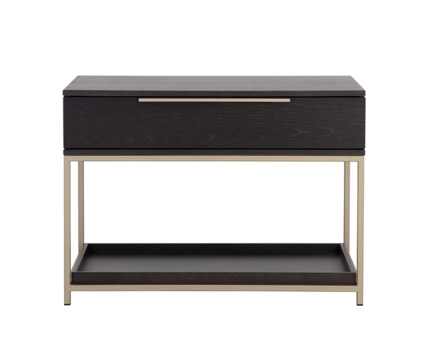 Sunpan Rebel Nightstand - Modern Oak Wood Design with Soft Closing Drawer and Elegant Gold Hardware Accents Large - 38W x 20D x 27.25H
