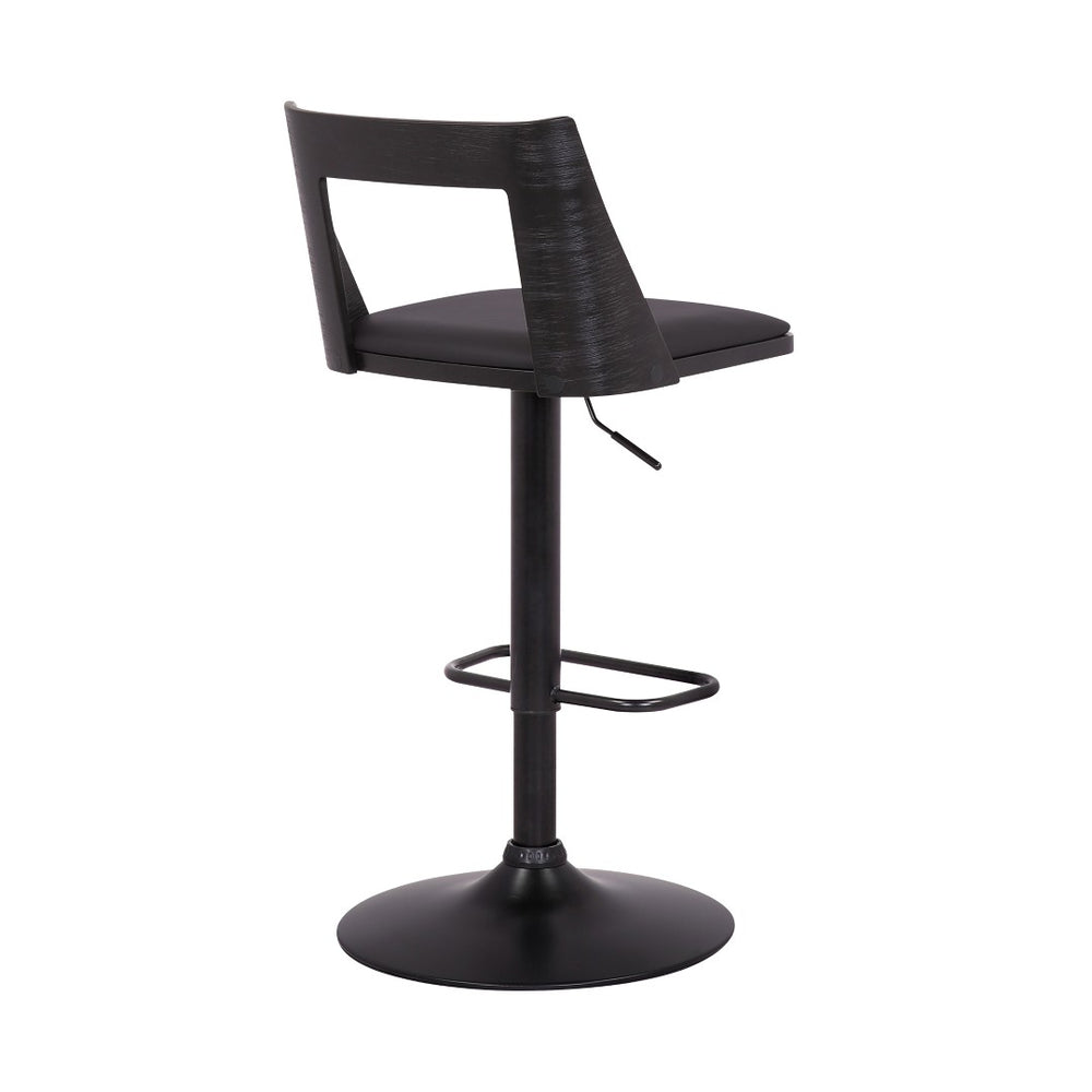 English Elm Milan Swivel Adjustable Faux Leather Barstool with Wood Accents for Kitchen Island B2736P464863