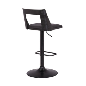 English Elm Milan Swivel Adjustable Faux Leather Barstool with Wood Accents for Kitchen Island B2736P464863