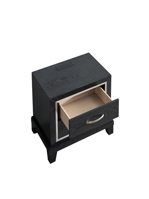 English Elm Livingston Black 2-Drawer Nightstand with AC, USB & USB-C Charging, Dovetail Drawers, Modern Finish B078P366202