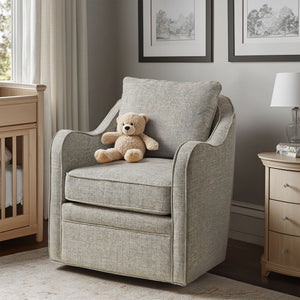 JLA Home Madison Park - Upholstered Curved Armchair with 360° Swivel, Plush High-Density Foam Seat, Durable Textured Fabric Finish MP103-0985