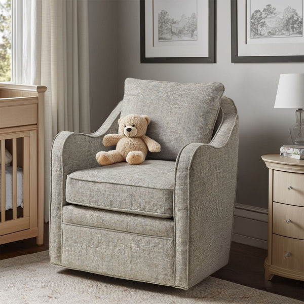 JLA Home Madison Park - Upholstered Curved Armchair with 360° Swivel, Plush High-Density Foam Seat, Durable Textured Fabric Finish MP103-0985