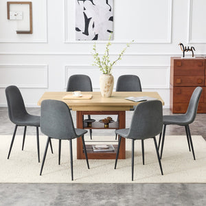 English Elm Expandable Dining Set with Pu Leather Chairs Modern Mdf Table Seats up to Eight Black,Dark Gray,Walnut,Wood W1151S04673